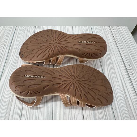 Merrell Women's 6 Strappy Sling Back Sandals Rose Gold Metallic Comfort‎ Outdoor - Picture 3 of 7